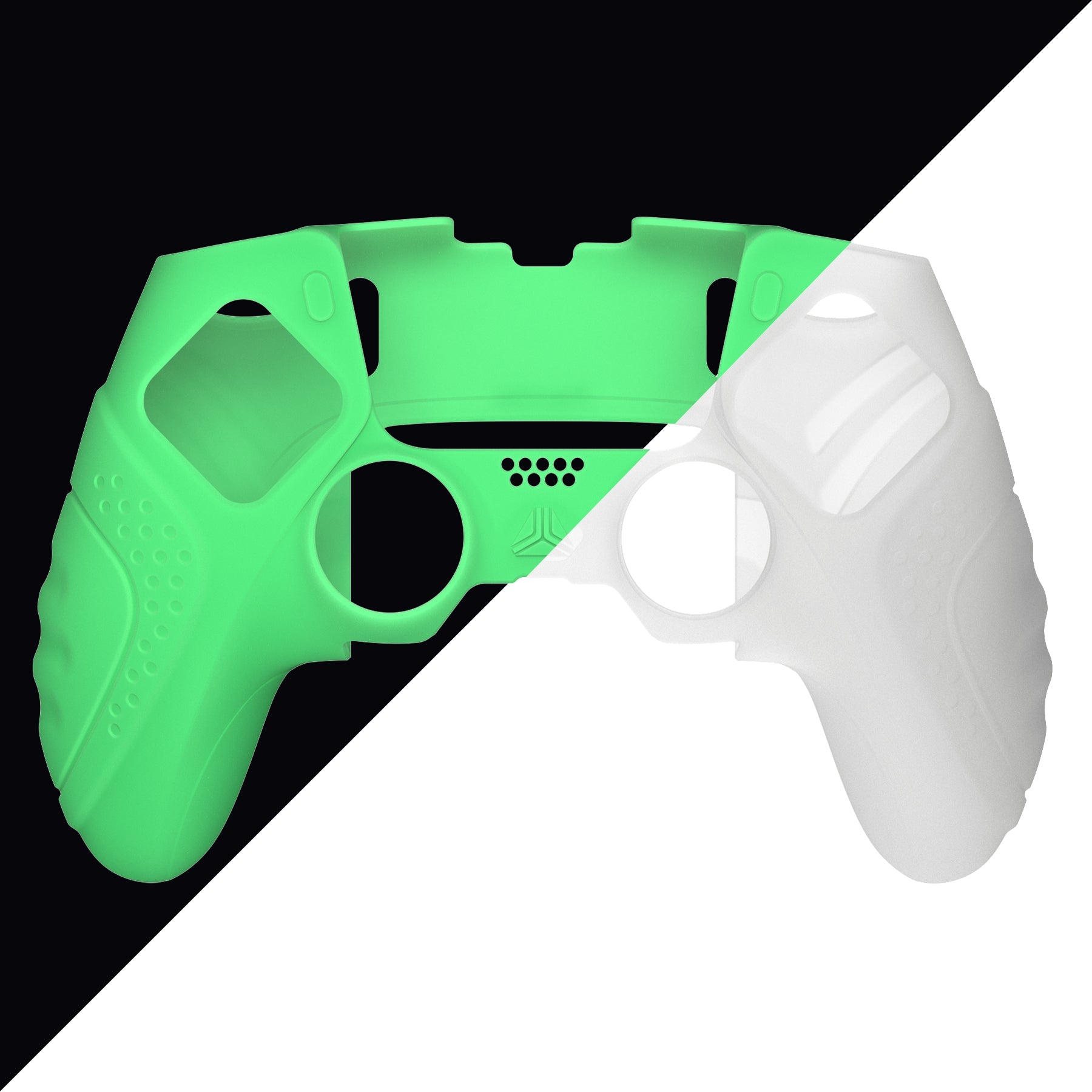 PlayVital Guardian Edition Anti-Slip Ergonomic Silicone Cover Case with Thumb Grip Caps for PS5 Edge Controller - Glow in Dark - Green PlayVital