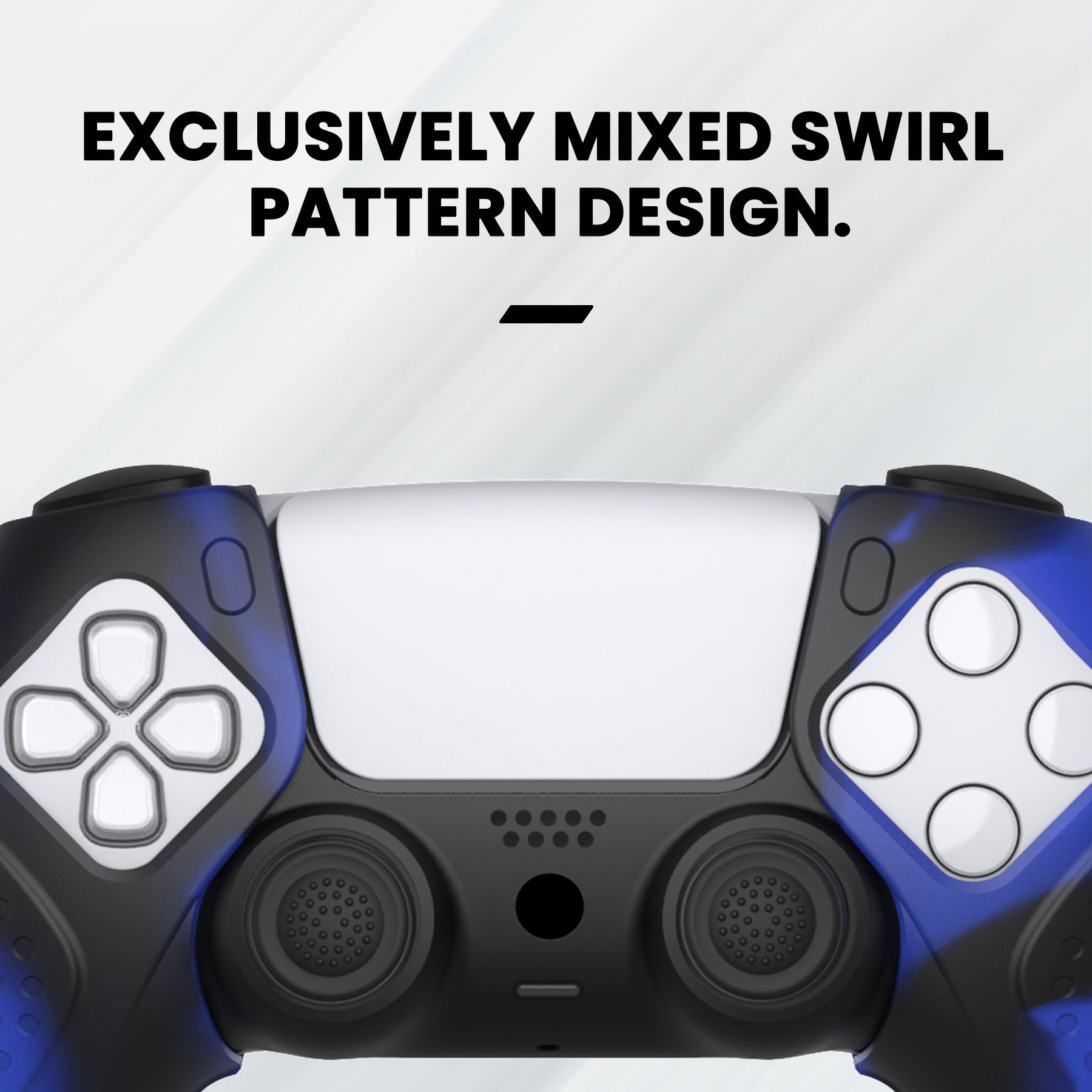 PlayVital Guardian Edition Ergonomic Anti-Slip Silicone Cover Skin with Thumb Grip Caps for PS5 Wireless Controller, Compatible with Charging Station - Blue & Black PlayVital