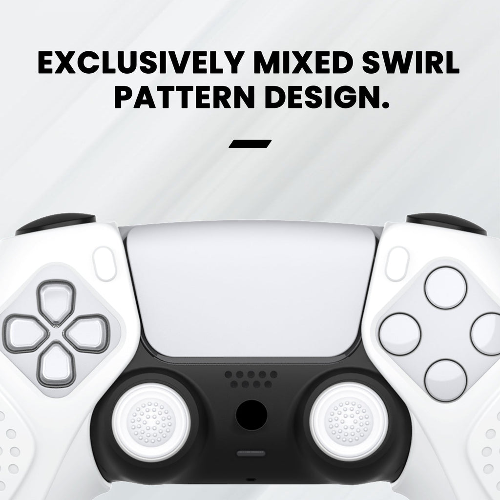 PlayVital Guardian Edition Ergonomic Anti-Slip Silicone Cover Skin with Thumb Grip Caps for PS5 Wireless Controller, Compatible with Charging Station - White PlayVital