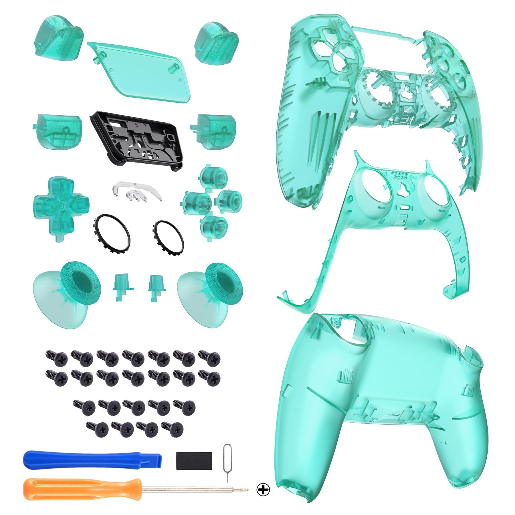 eXtremeRate Replacement Full Set Shells with Buttons Compatible with PS5 Controller BDM-030/040/050 - Emerald Green eXtremeRate