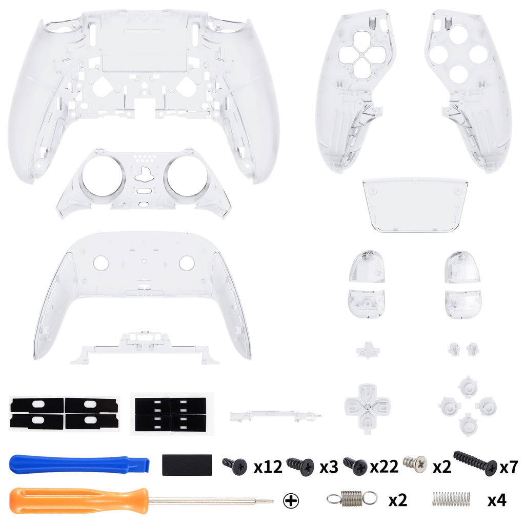 eXtremeRate Replacement Full Set Shells with Buttons Compatible with PS5 Edge Controller - Clear eXtremeRate