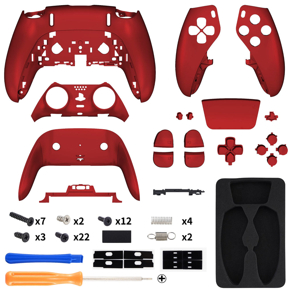 eXtremeRate Replacement Full Set Shells with Buttons Compatible with PS5 Edge Controller - Scarlet Red eXtremeRate