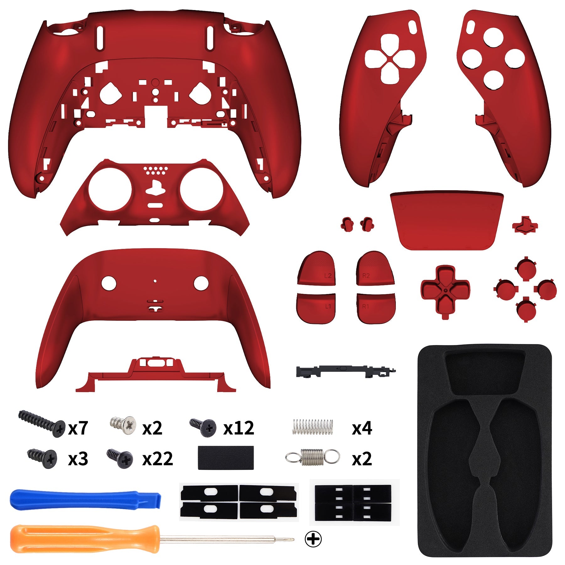 eXtremeRate Replacement Full Set Shells with Buttons Compatible with PS5 Edge Controller - Scarlet Red eXtremeRate