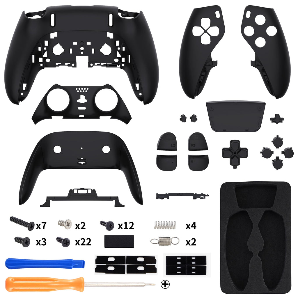 eXtremeRate Replacement Full Set Shells with Buttons Compatible with PS5 Edge Controller - Black eXtremeRate