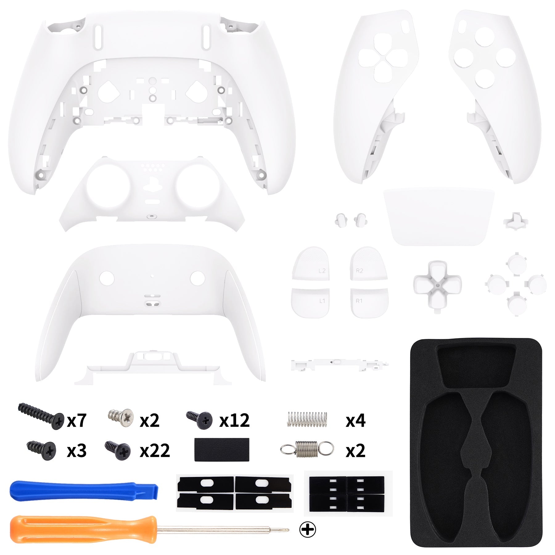 eXtremeRate Replacement Full Set Shells with Buttons Compatible with PS5 Edge Controller - White eXtremeRate