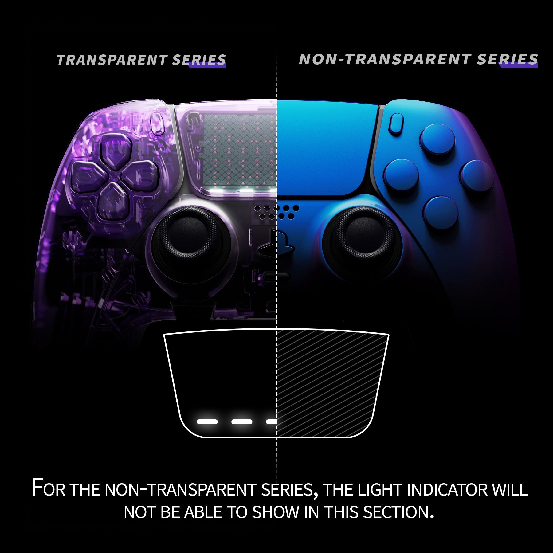 eXtremeRate Replacement Full Set Shells with Buttons Compatible with PS5 Edge Controller - Chameleon Purple Blue eXtremeRate