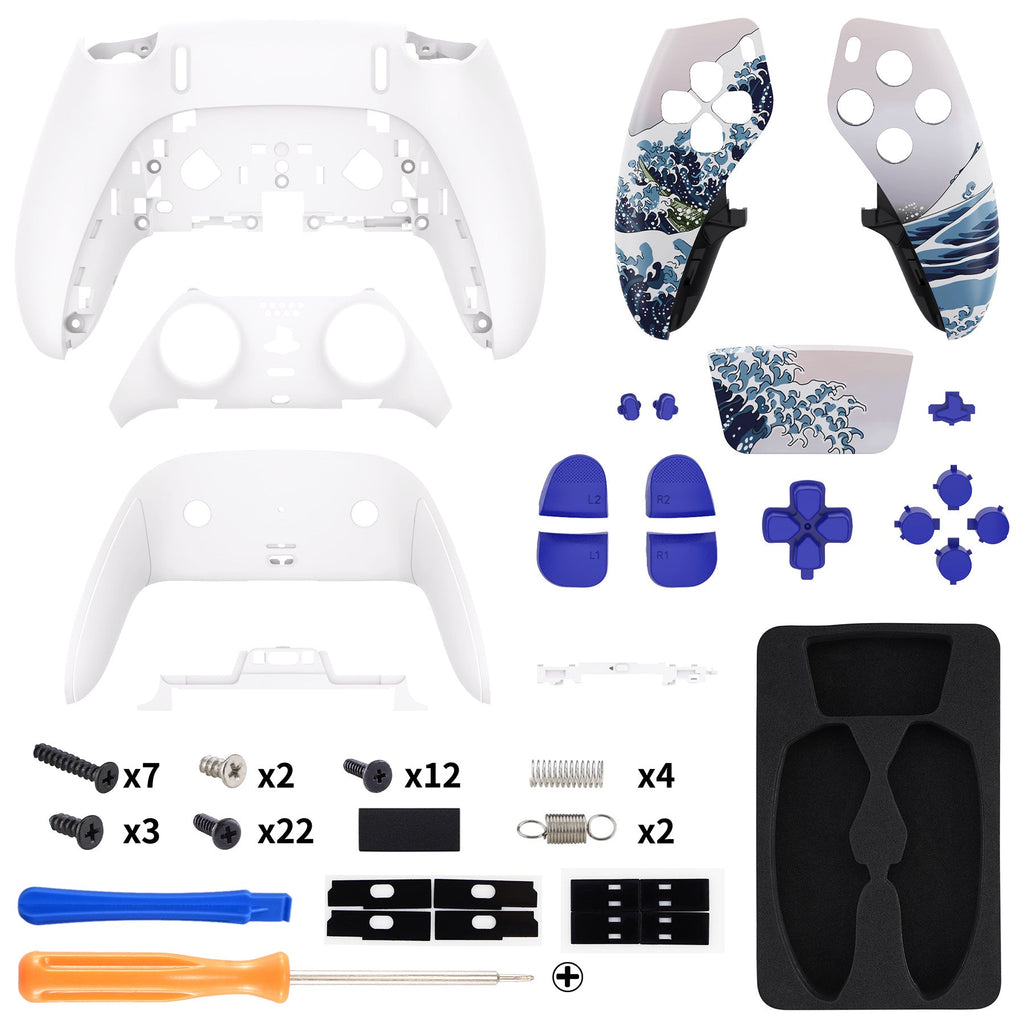 eXtremeRate Replacement Full Set Shells with Buttons Compatible with PS5 Edge Controller - The Great Wave eXtremeRate