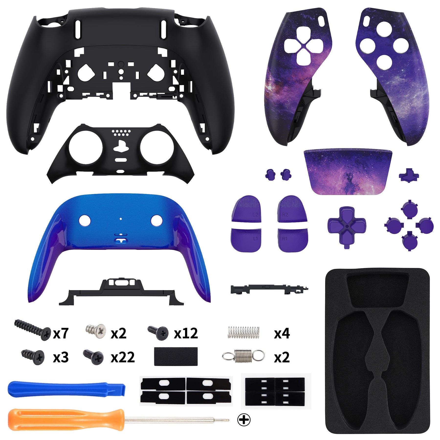 eXtremeRate Replacement Full Set Shells with Buttons Compatible with PS5 Edge Controller - Nebula Galaxy eXtremeRate