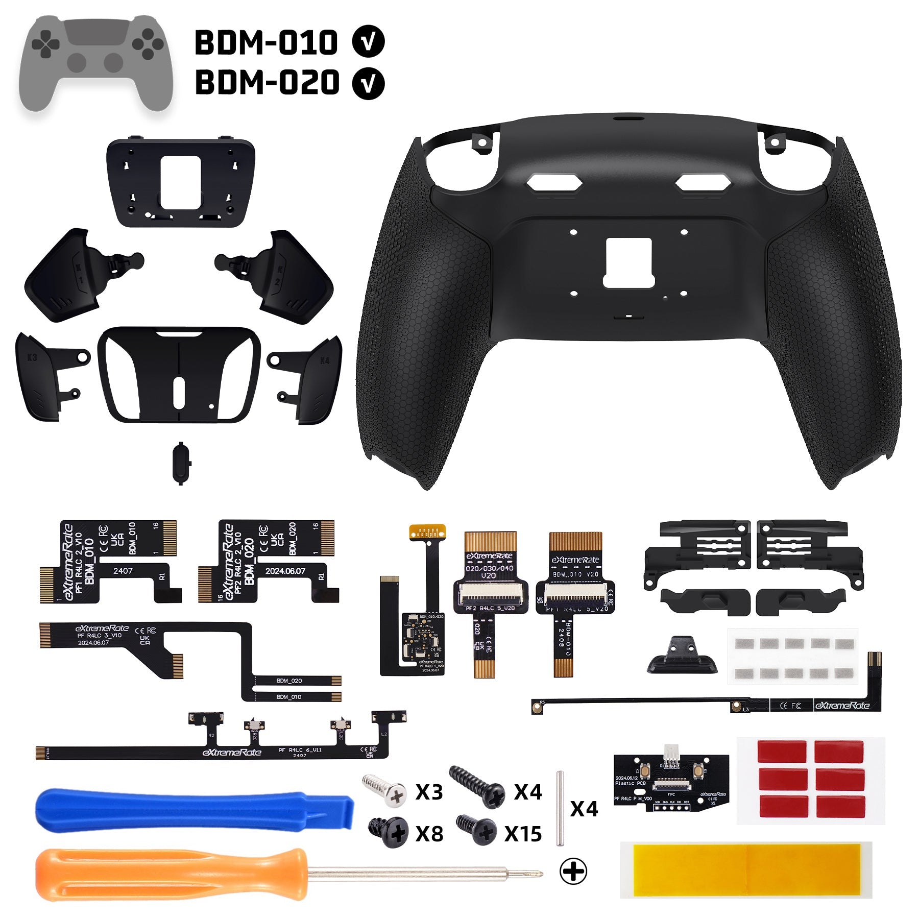 eXtremeRate RISE4 Plus MAX Back Paddles Kit with Clicky Trigger Stops & Rubberized Grip for PS5 Controller BDM-010/020 - Black eXtremeRate