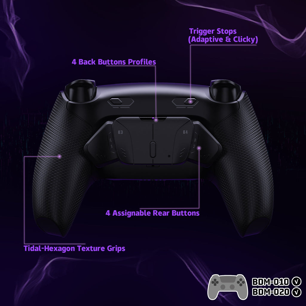 eXtremeRate RISE4 Plus MAX Back Paddles Kit with Clicky Trigger Stops & Rubberized Grip for PS5 Controller BDM-010/020 - Black eXtremeRate