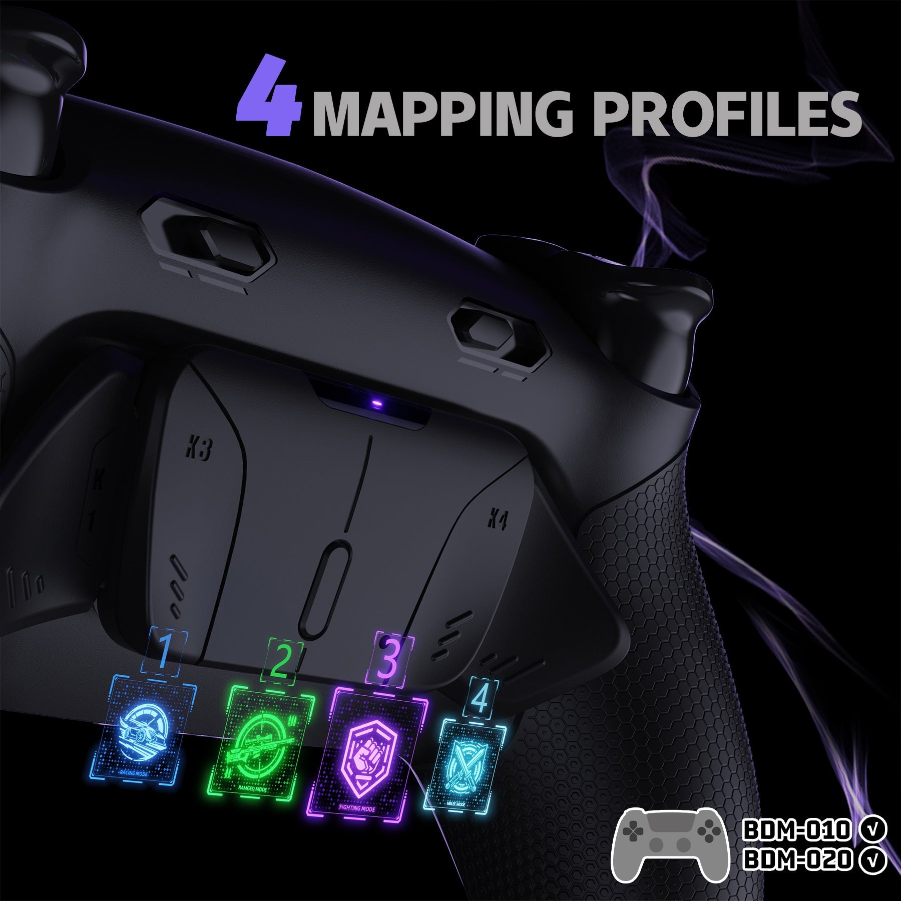 eXtremeRate RISE4 Plus MAX Back Paddles Kit with Clicky Trigger Stops & Rubberized Grip for PS5 Controller BDM-010/020 - Black eXtremeRate
