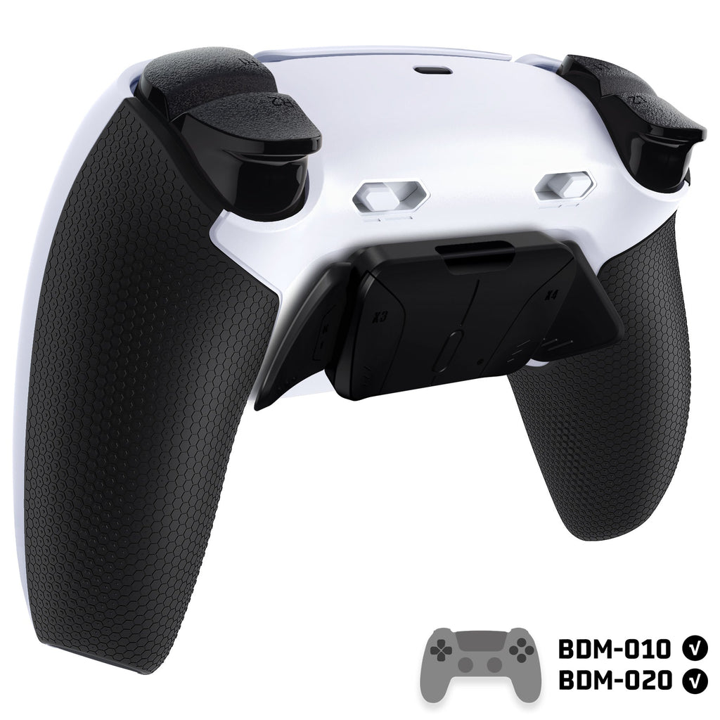 eXtremeRate RISE4 Plus MAX Back Paddles Kit with Clicky Trigger Stops & Rubberized Grip for PS5 Controller BDM-010/020 - White Black - Black eXtremeRate