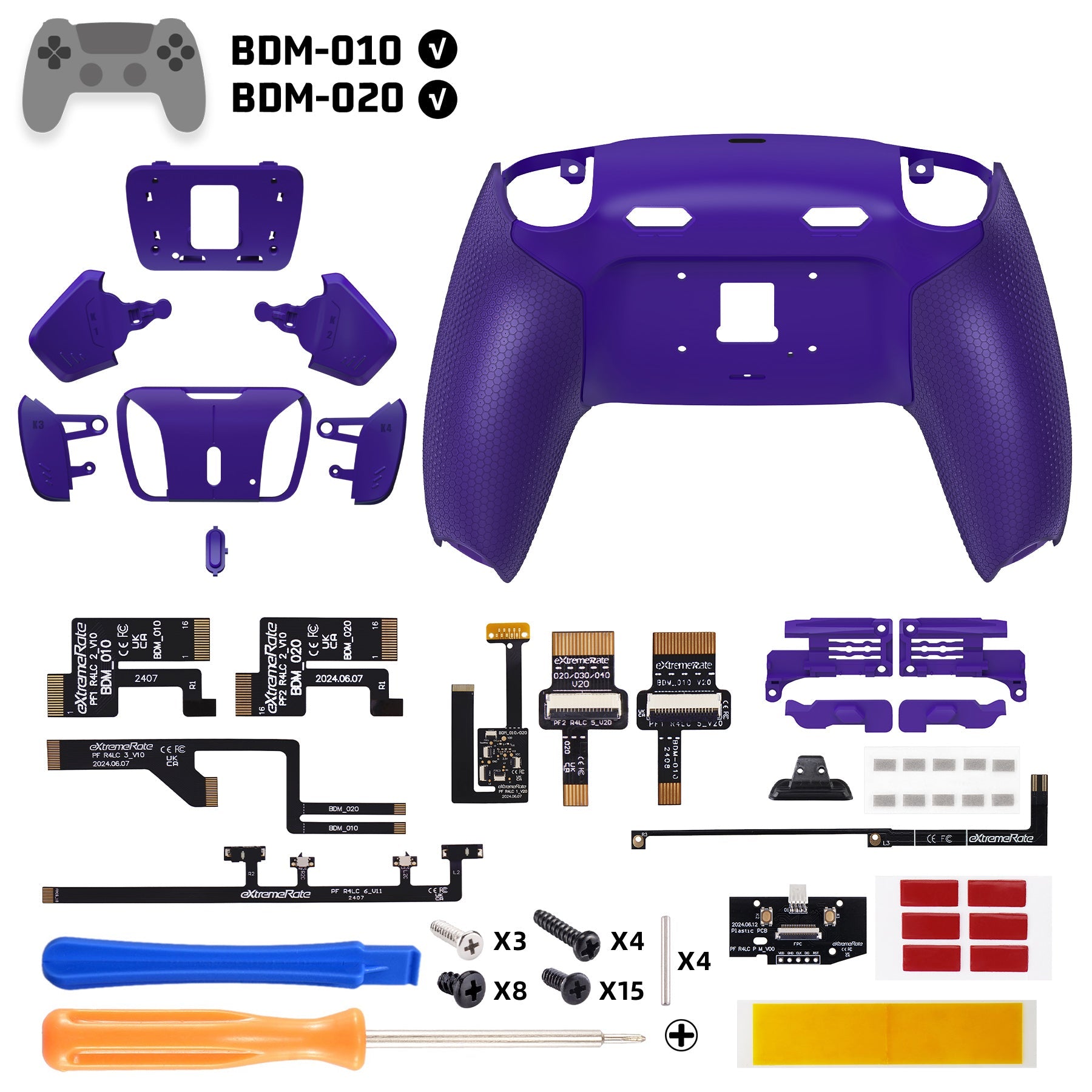 eXtremeRate RISE4 Plus MAX Back Paddles Kit with Clicky Trigger Stops & Rubberized Grip for PS5 Controller BDM-010/020 - Galactic Purple eXtremeRate