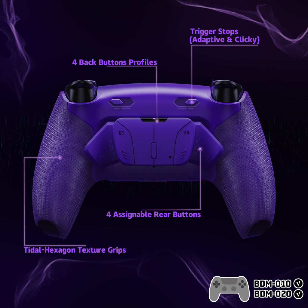 eXtremeRate RISE4 Plus MAX Back Paddles Kit with Clicky Trigger Stops & Rubberized Grip for PS5 Controller BDM-010/020 - Galactic Purple eXtremeRate
