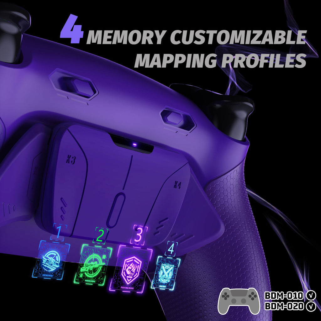 eXtremeRate RISE4 Plus MAX Back Paddles Kit with Clicky Trigger Stops & Rubberized Grip for PS5 Controller BDM-010/020 - Galactic Purple eXtremeRate