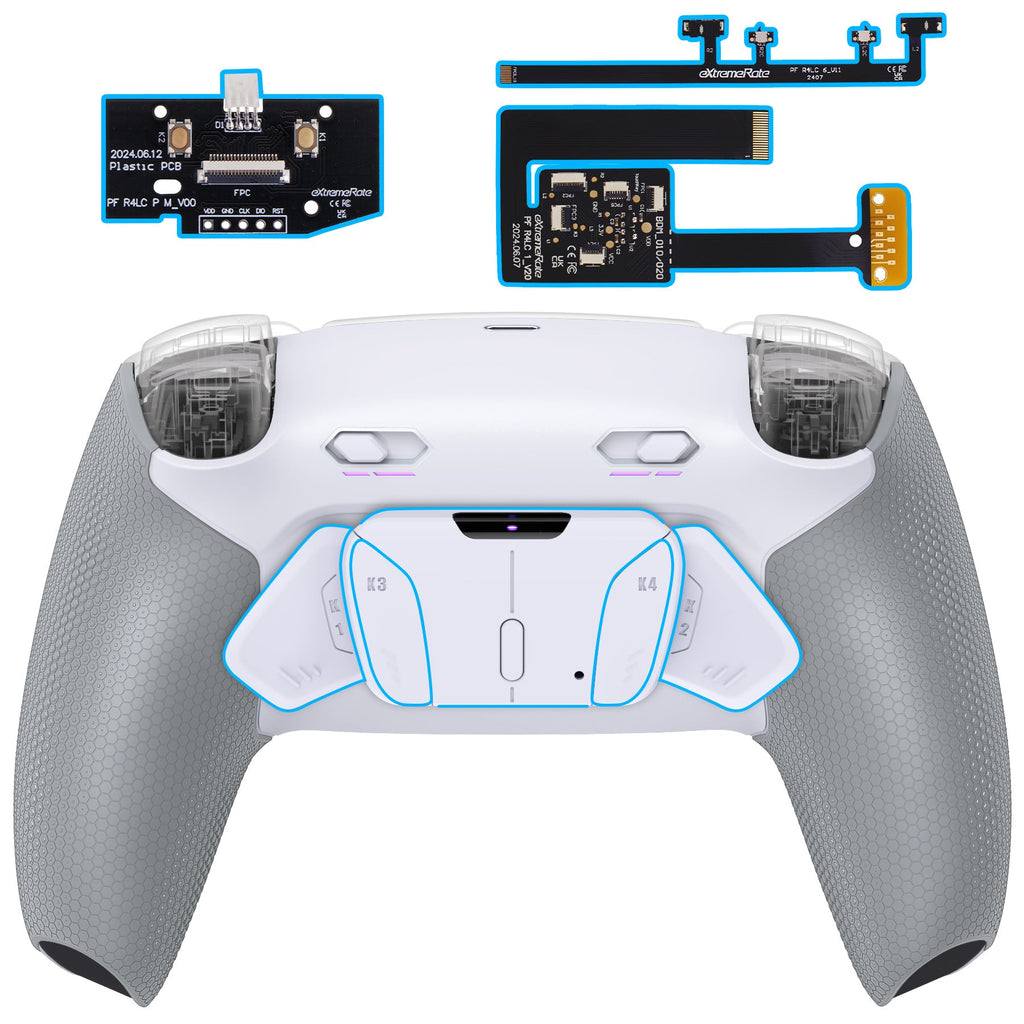 eXtremeRate RISE4 Plus MAX Back Paddles Kit with Clicky Trigger Stops & Rubberized Grip for PS5 Controller BDM-010/020 - White Gray eXtremeRate