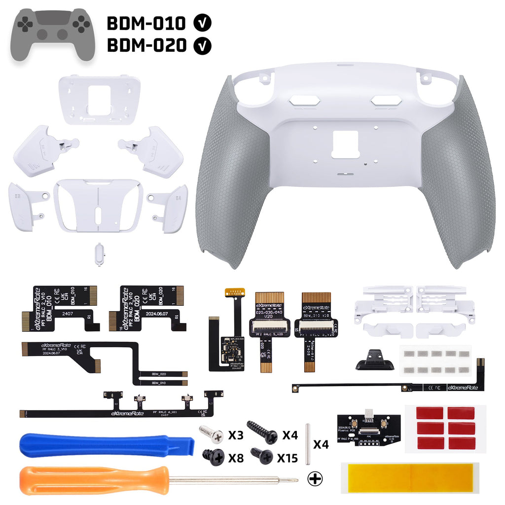 eXtremeRate RISE4 Plus MAX Back Paddles Kit with Clicky Trigger Stops & Rubberized Grip for PS5 Controller BDM-010/020 - White Gray eXtremeRate