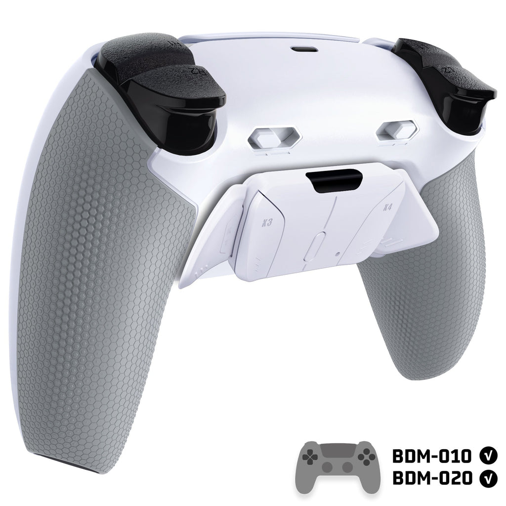 eXtremeRate RISE4 Plus MAX Back Paddles Kit with Clicky Trigger Stops & Rubberized Grip for PS5 Controller BDM-010/020 - White Gray eXtremeRate