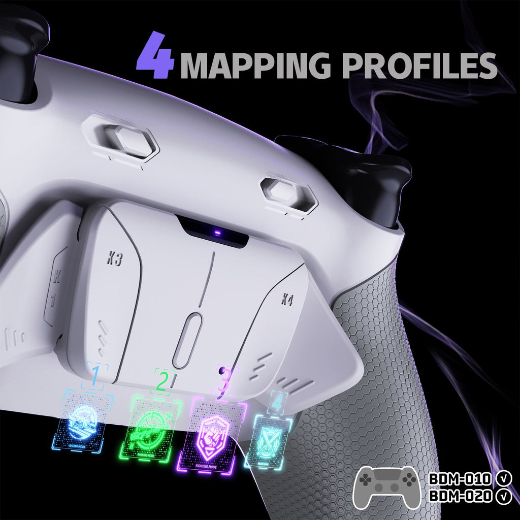 eXtremeRate RISE4 Plus MAX Back Paddles Kit with Clicky Trigger Stops & Rubberized Grip for PS5 Controller BDM-010/020 - White Gray eXtremeRate