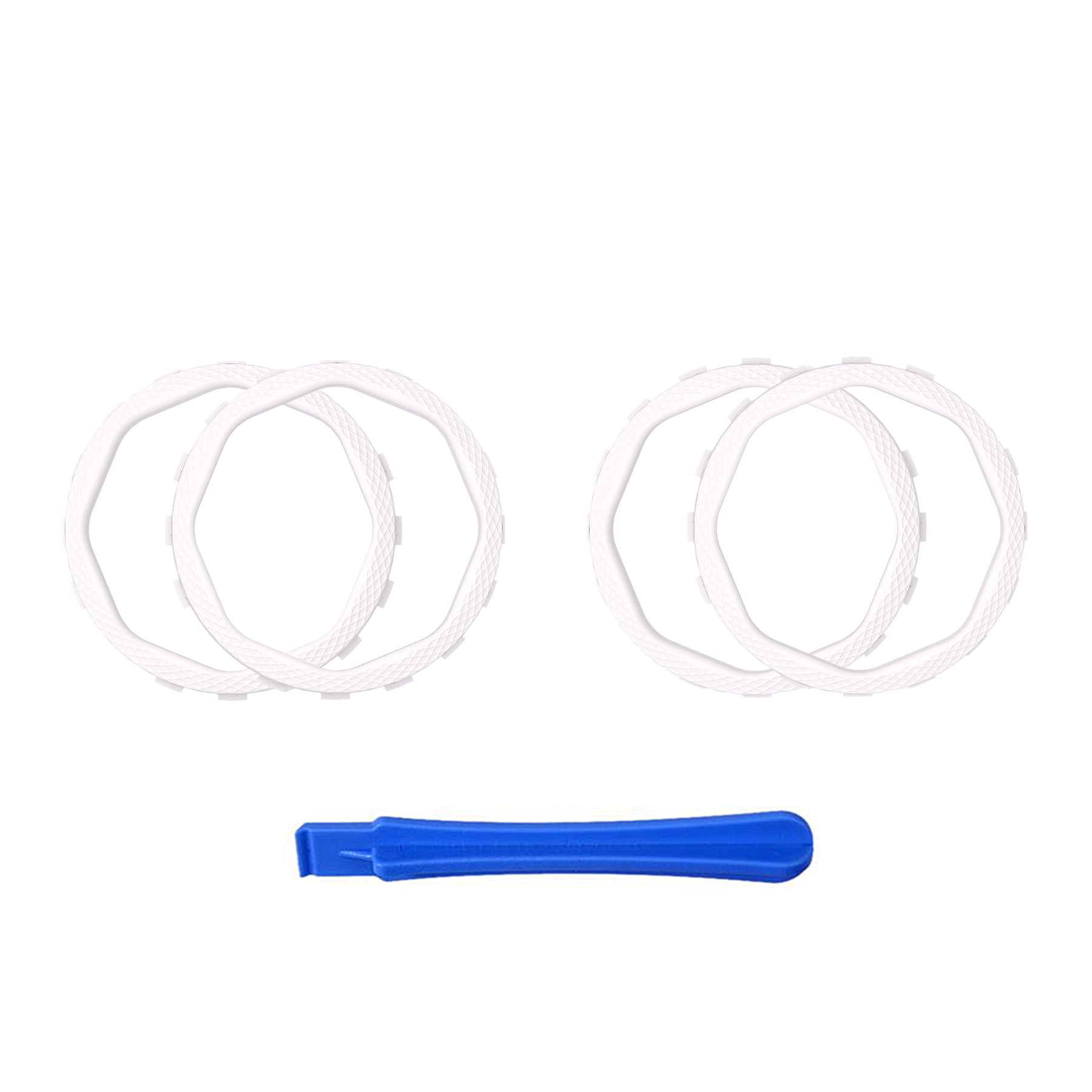 eXtremeRate Redesigned Octagonal Gated Sticks Accent Rings for eXtremeRate Luna Shell for PS5 Controller, Replacement Accessory for eXtremeRate Ghost Shell for PS4 Controller - Not for Standard Faceplate - White eXtremeRate