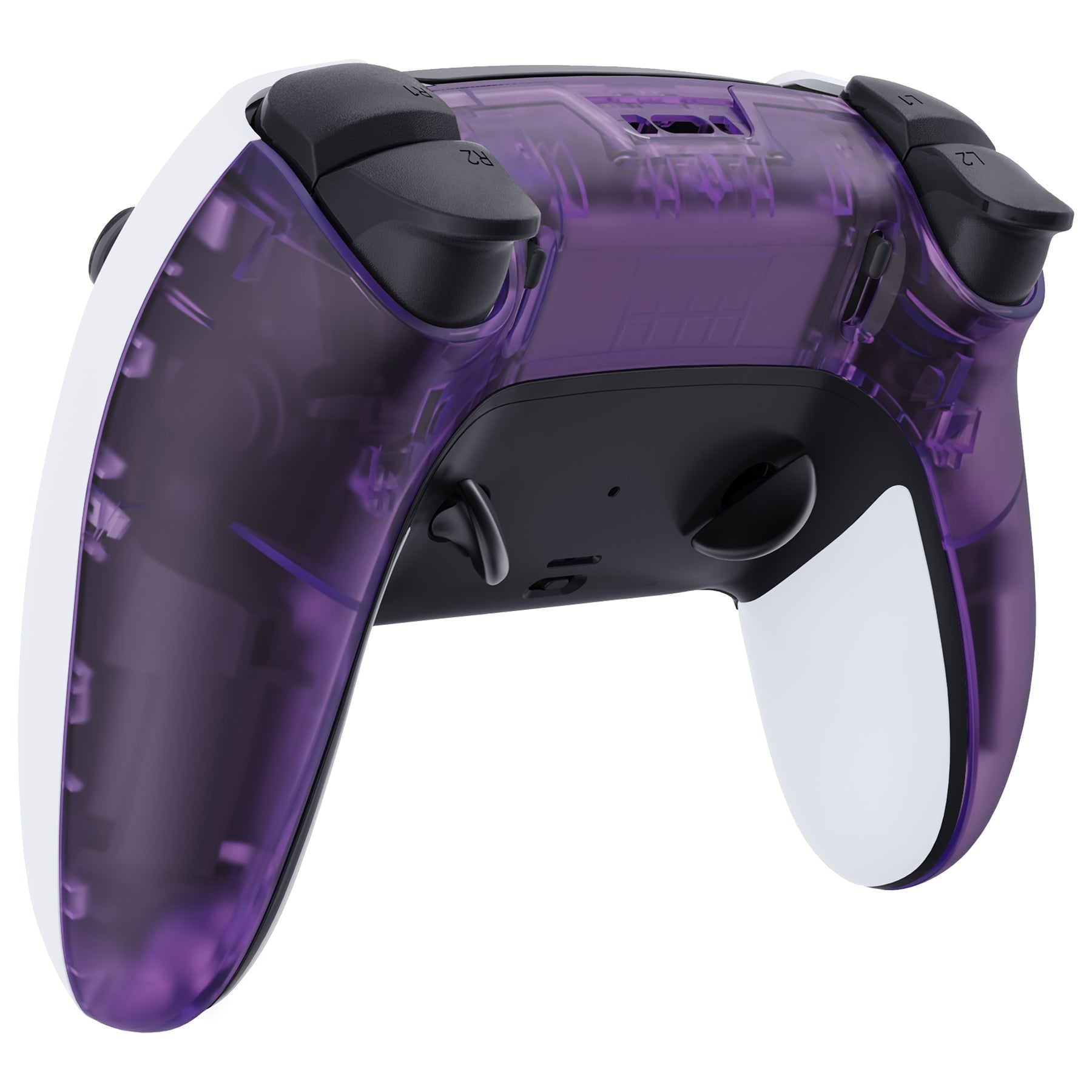 eXtremeRate Replacement Back Housing Bottom Shell Compatible with PS5 Edge Controller - Clear Atomic Purple eXtremeRate
