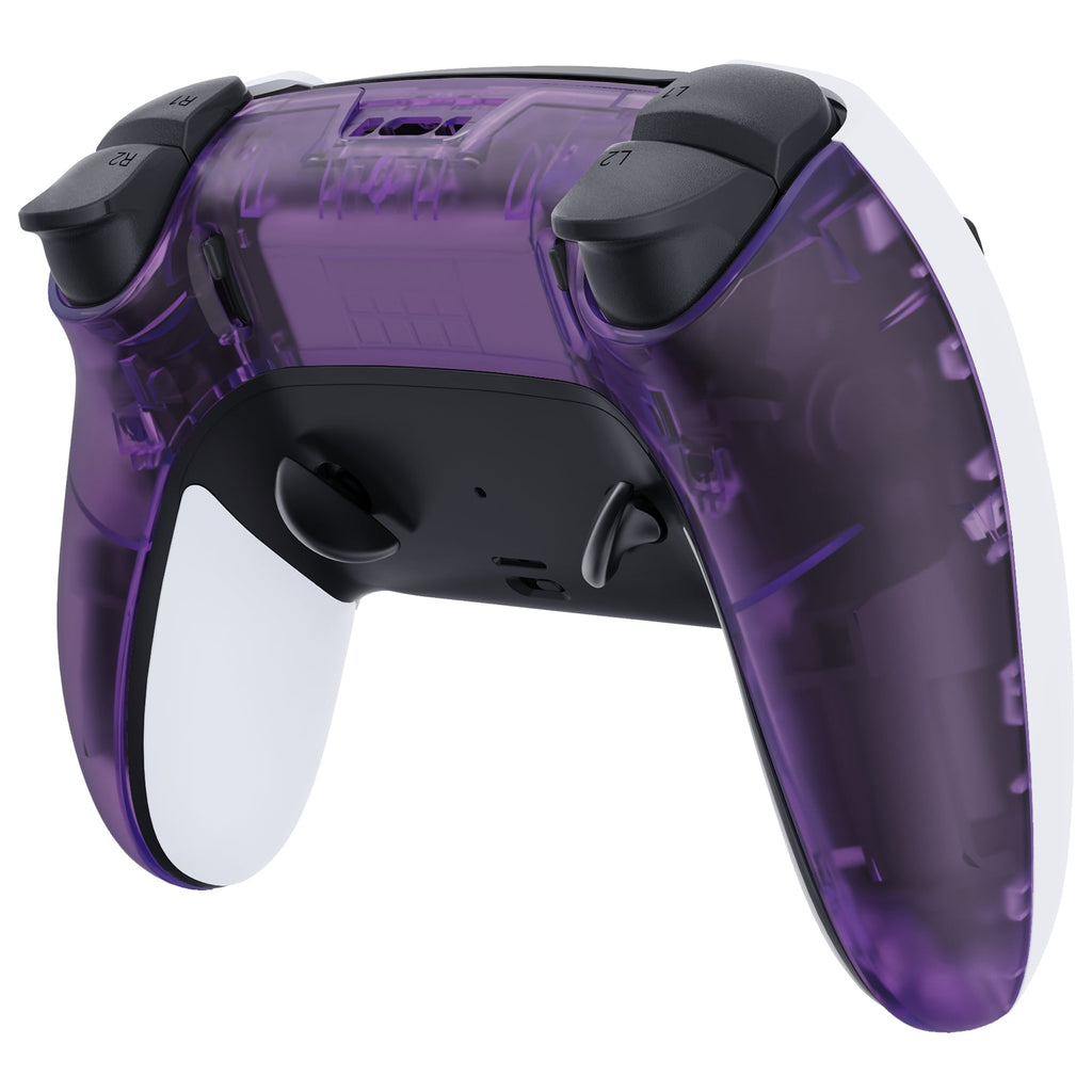 eXtremeRate Replacement Back Housing Bottom Shell Compatible with PS5 Edge Controller - Clear Atomic Purple eXtremeRate