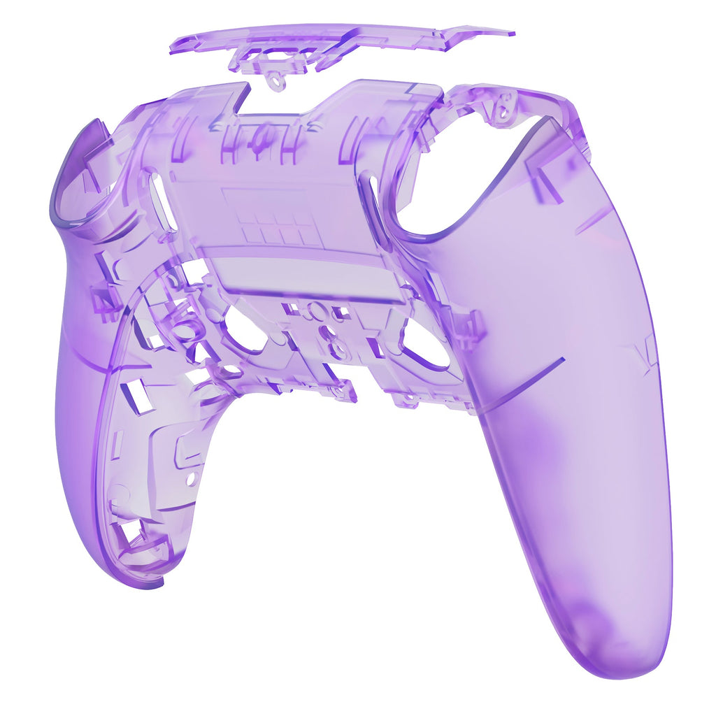 eXtremeRate Replacement Back Housing Bottom Shell Compatible with PS5 Edge Controller - Clear Atomic Purple eXtremeRate