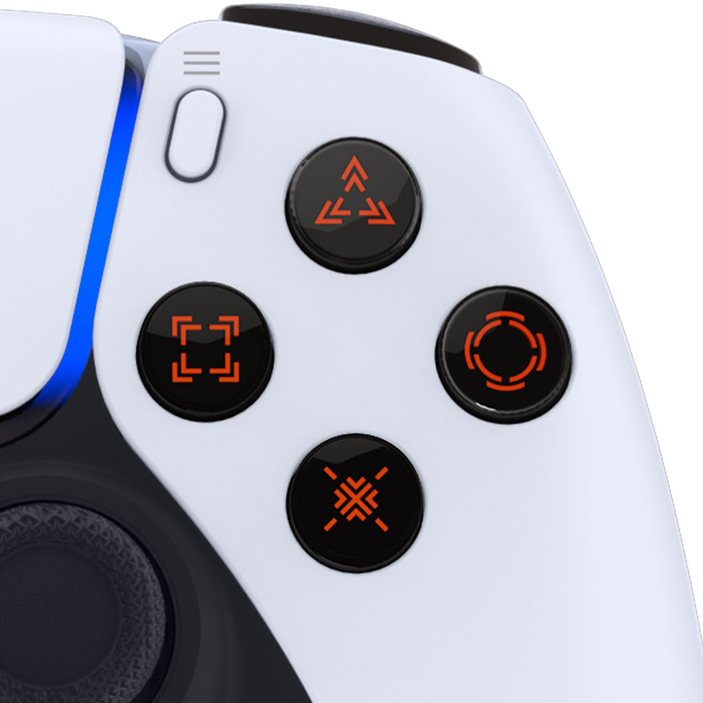 eXtremeRate Replacement Custom Three-Tone Dpad Action Buttons with Redesigned Symbols for PS5 Controller - Black & Clear & Orange eXtremeRate