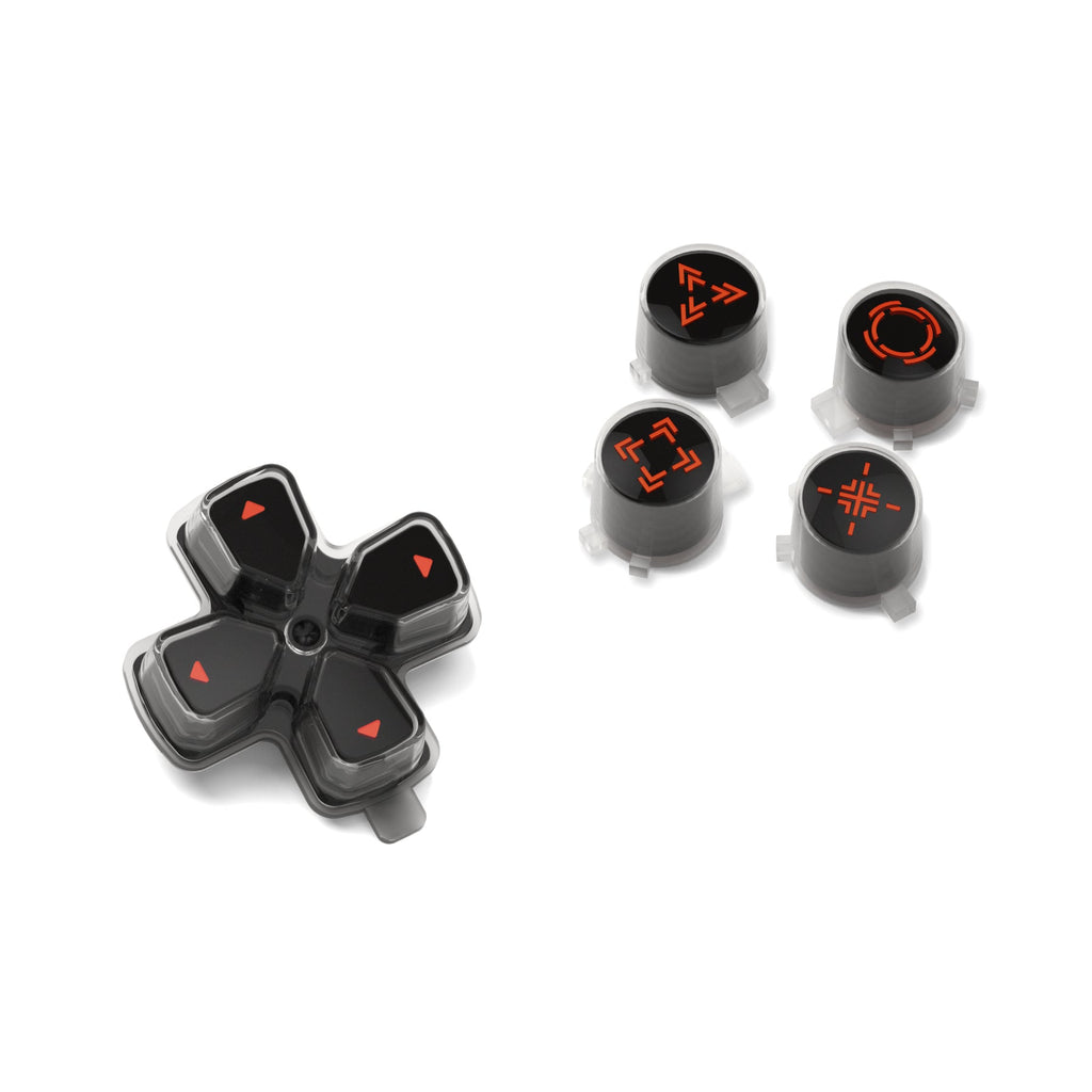 eXtremeRate Replacement Custom Three-Tone Dpad Action Buttons with Redesigned Symbols for PS5 Controller - Black & Clear & Orange eXtremeRate