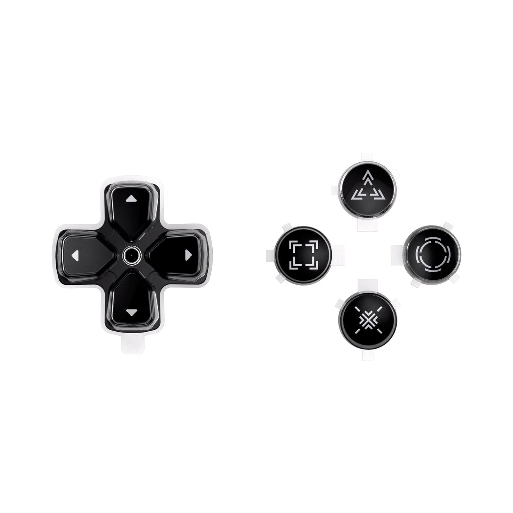 eXtremeRate Replacement Custom Three-Tone Dpad Action Buttons with Redesigned Symbols for PS5 Controller - Black & Clear & White eXtremeRate