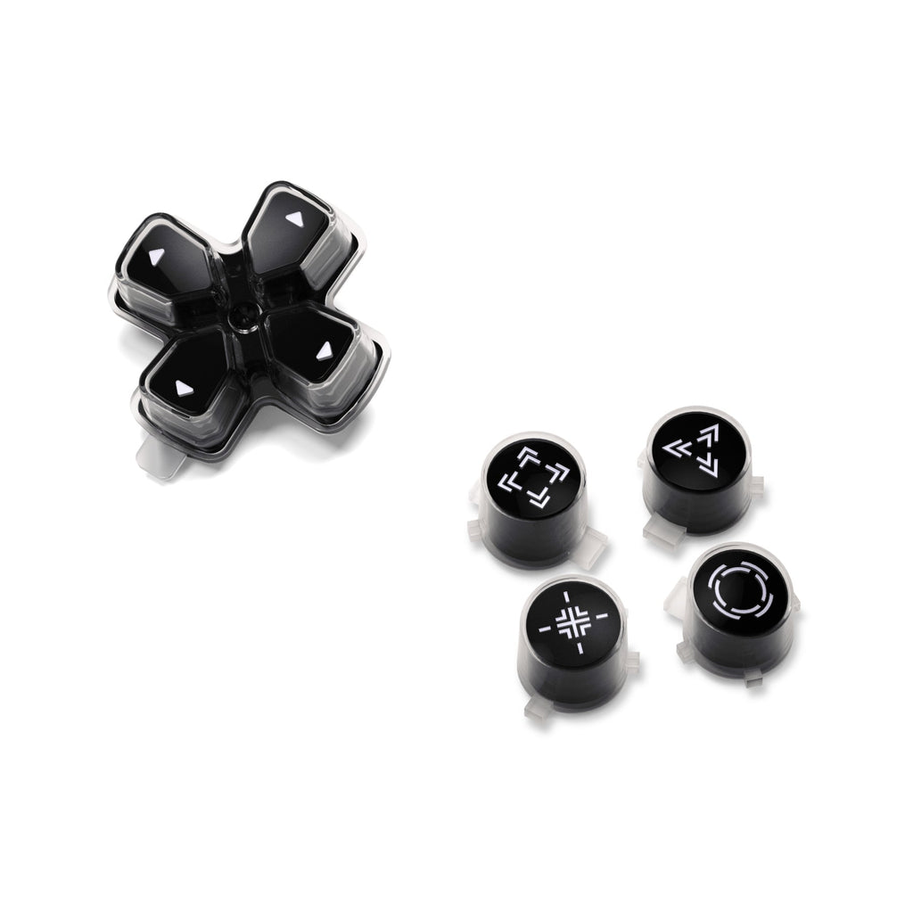 eXtremeRate Replacement Custom Three-Tone Dpad Action Buttons with Redesigned Symbols for PS5 Controller - Black & Clear & White eXtremeRate