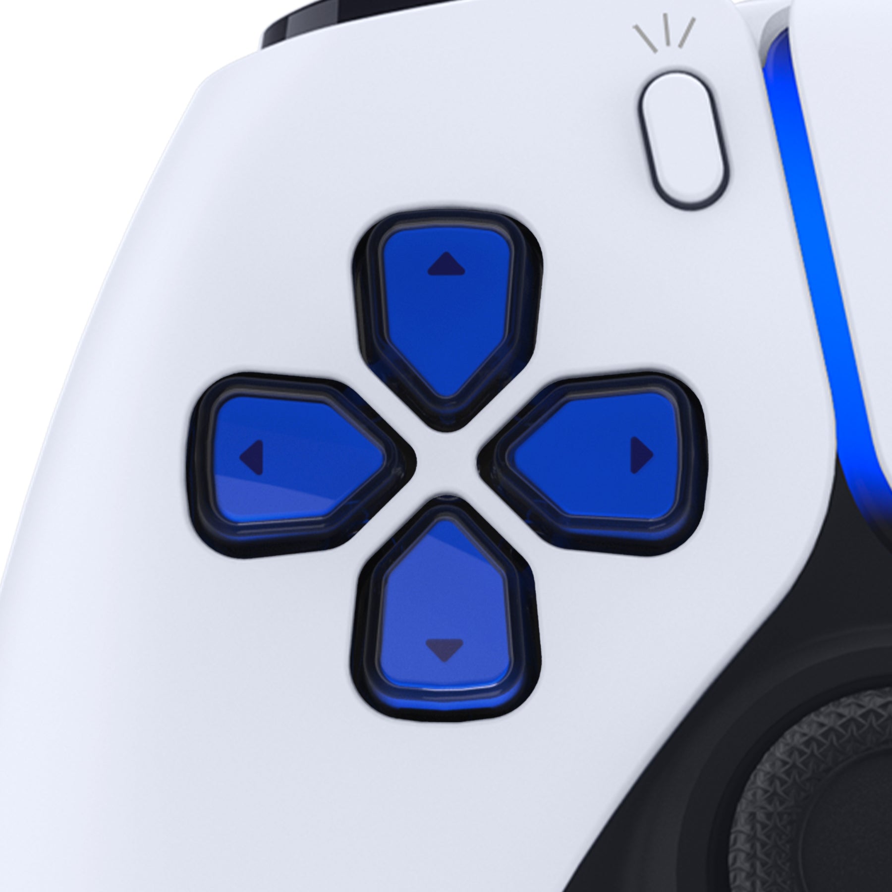 eXtremeRate Replacement Custom Three-Tone Dpad Action Buttons with Redesigned Symbols for PS5 Controller - Blue & Clear & Black eXtremeRate