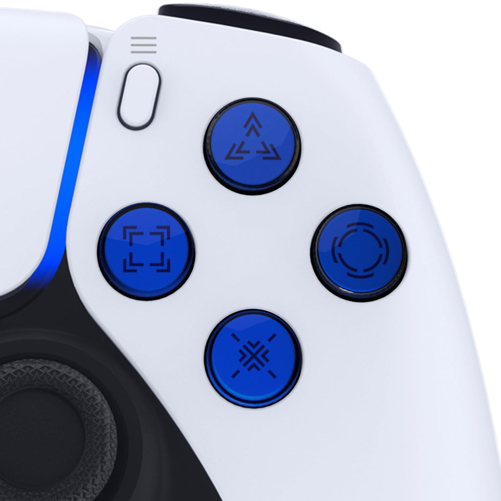 eXtremeRate Replacement Custom Three-Tone Dpad Action Buttons with Redesigned Symbols for PS5 Controller - Blue & Clear & Black eXtremeRate