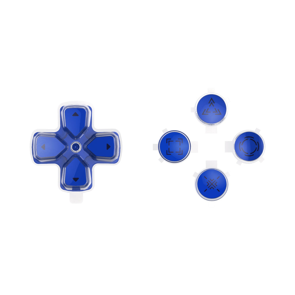 eXtremeRate Replacement Custom Three-Tone Dpad Action Buttons with Redesigned Symbols for PS5 Controller - Blue & Clear & Black eXtremeRate