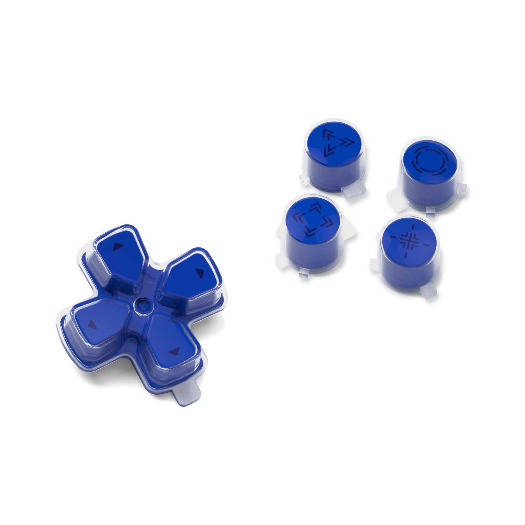 eXtremeRate Replacement Custom Three-Tone Dpad Action Buttons with Redesigned Symbols for PS5 Controller - Blue & Clear & Black eXtremeRate