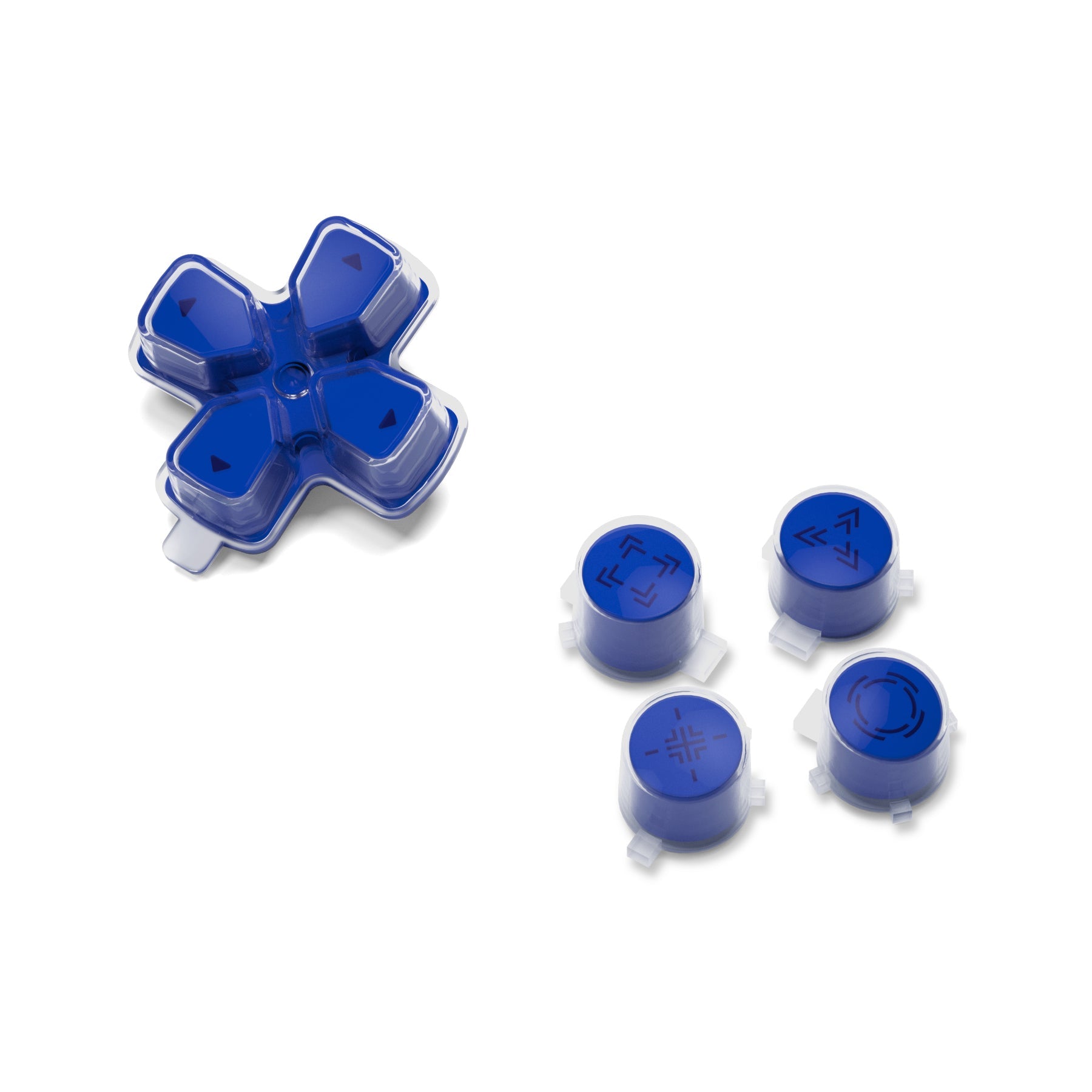 eXtremeRate Replacement Custom Three-Tone Dpad Action Buttons with Redesigned Symbols for PS5 Controller - Blue & Clear & Black eXtremeRate