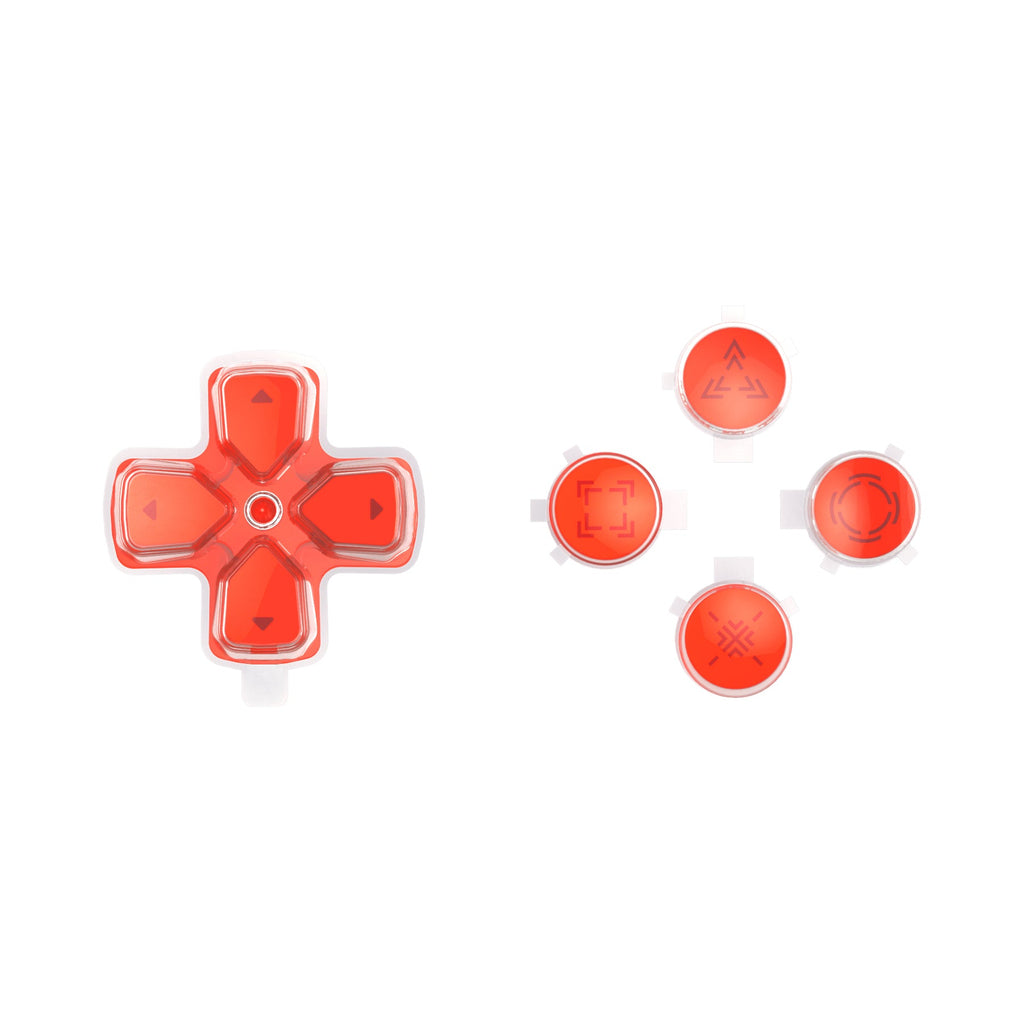 eXtremeRate Replacement Custom Three-Tone Dpad Action Buttons with Redesigned Symbols for PS5 Controller - Orange & Clear & Red eXtremeRate