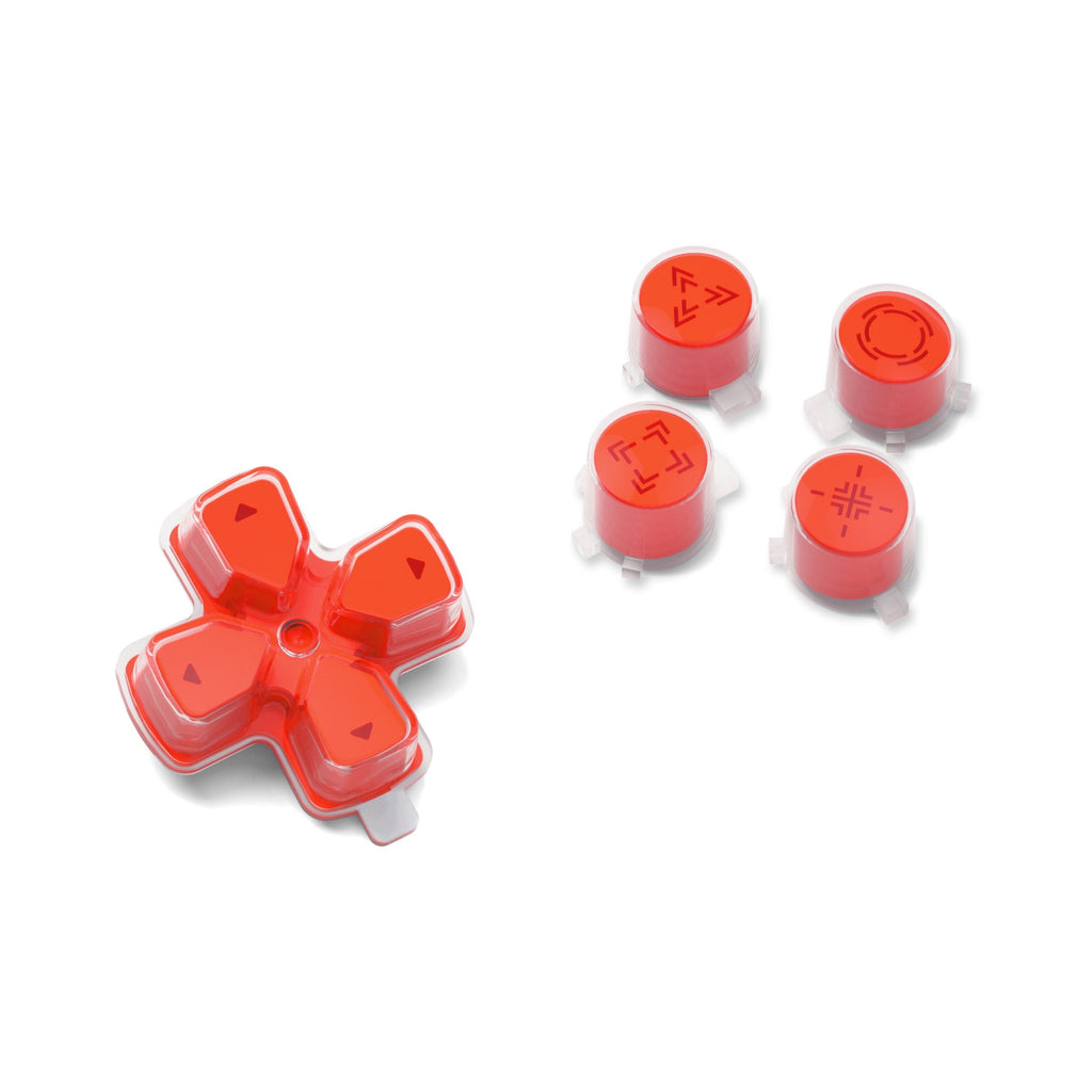 eXtremeRate Replacement Custom Three-Tone Dpad Action Buttons with Redesigned Symbols for PS5 Controller - Orange & Clear & Red eXtremeRate
