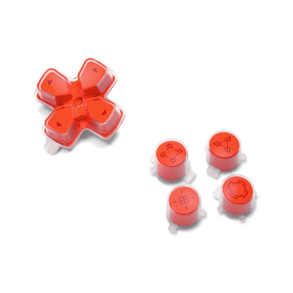 eXtremeRate Replacement Custom Three-Tone Dpad Action Buttons with Redesigned Symbols for PS5 Controller - Orange & Clear & Red eXtremeRate
