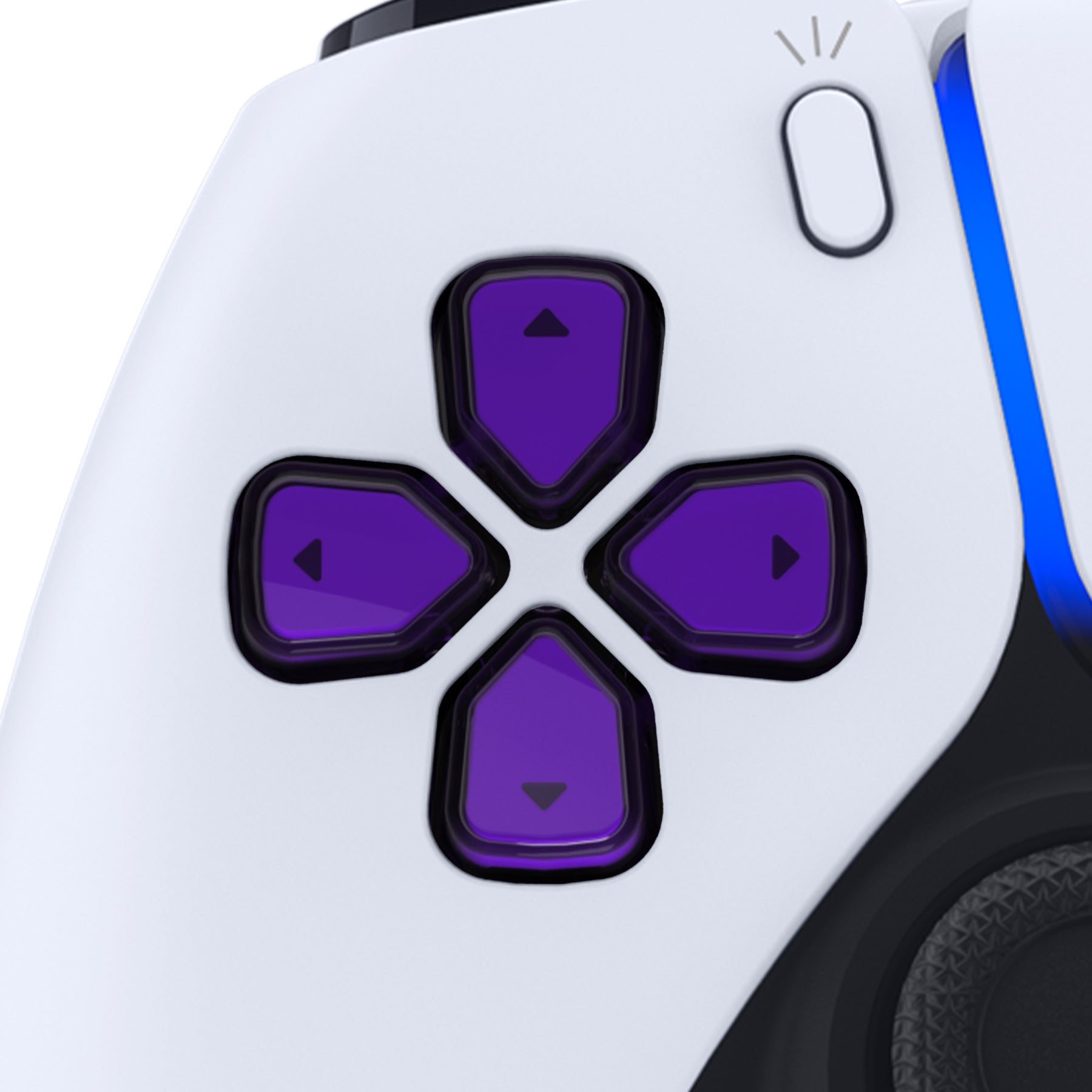 eXtremeRate Replacement Custom Three-Tone Dpad Action Buttons with Redesigned Symbols for PS5 Controller - Purple & Clear & Black eXtremeRate