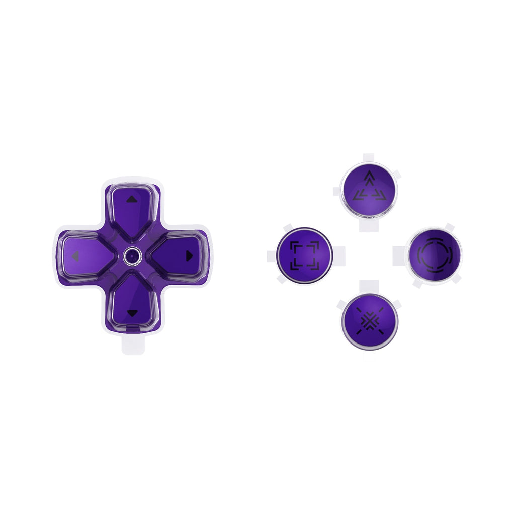eXtremeRate Replacement Custom Three-Tone Dpad Action Buttons with Redesigned Symbols for PS5 Controller - Purple & Clear & Black eXtremeRate