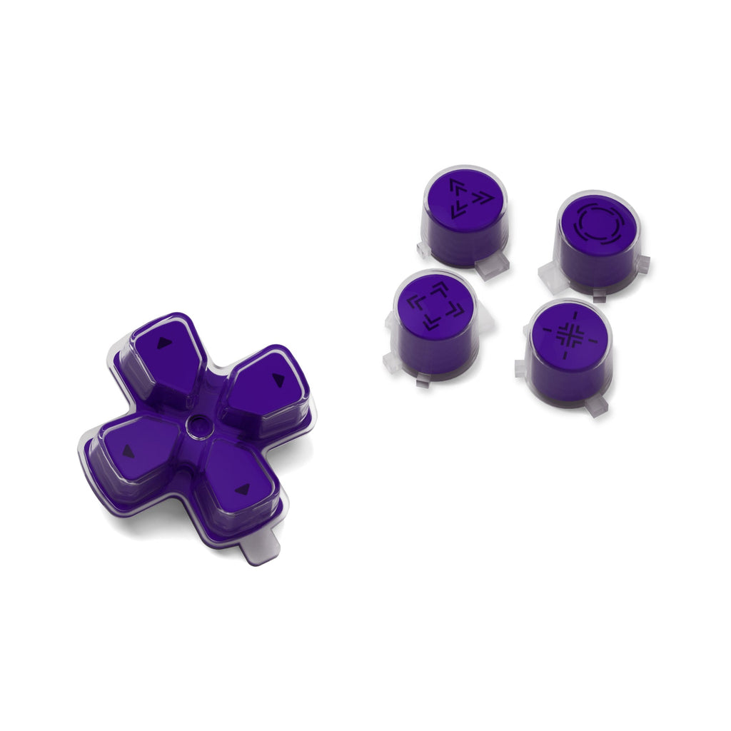 eXtremeRate Replacement Custom Three-Tone Dpad Action Buttons with Redesigned Symbols for PS5 Controller - Purple & Clear & Black eXtremeRate