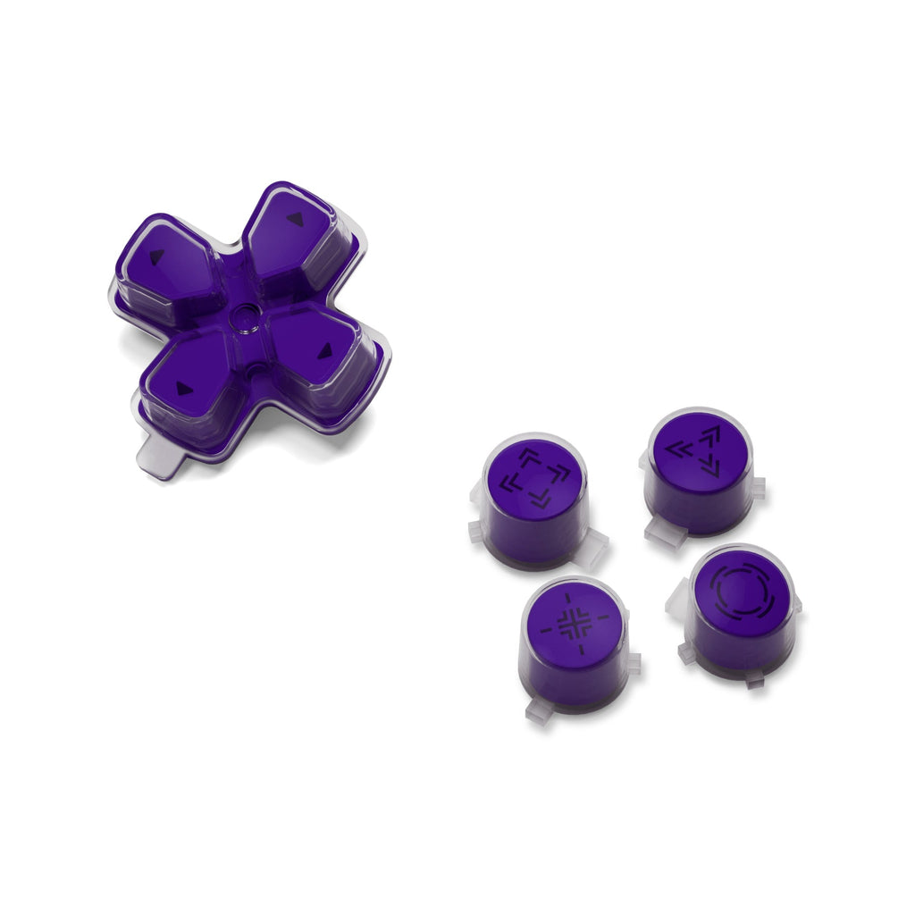 eXtremeRate Replacement Custom Three-Tone Dpad Action Buttons with Redesigned Symbols for PS5 Controller - Purple & Clear & Black eXtremeRate