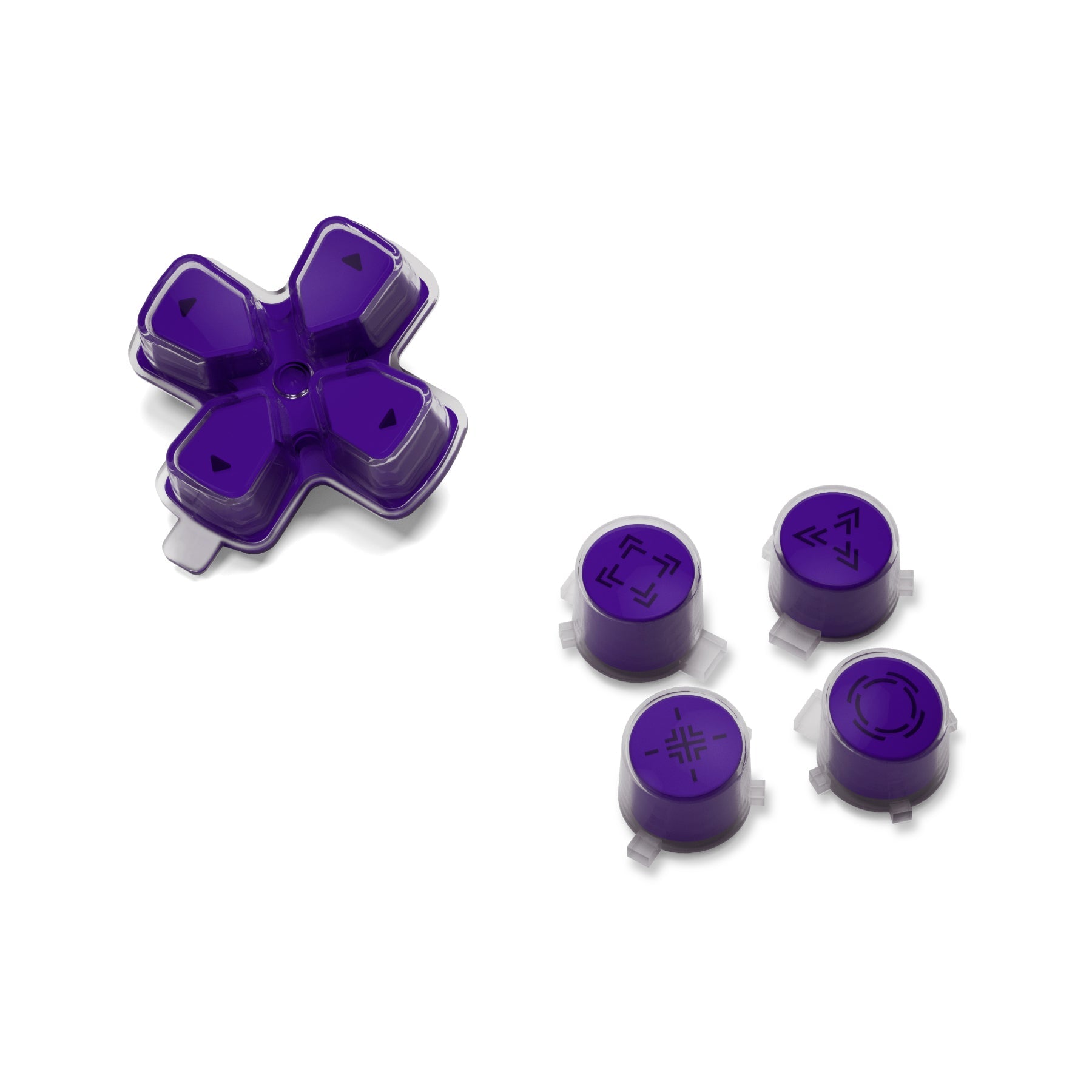 eXtremeRate Replacement Custom Three-Tone Dpad Action Buttons with Redesigned Symbols for PS5 Controller - Purple & Clear & Black eXtremeRate