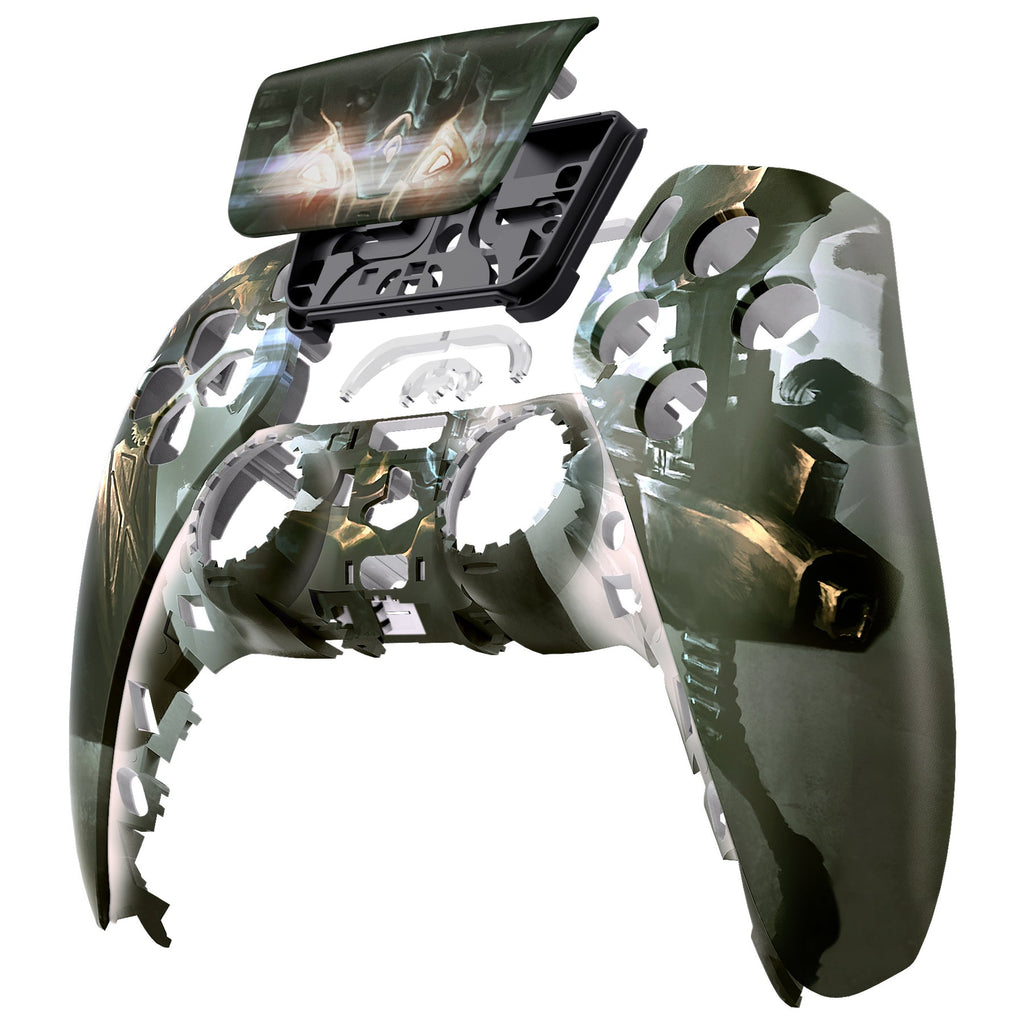 eXtremeRate Replacement Front Housing Shell with Touchpad Compatible with PS5 Controller BDM-010/020/030/040/050 - Armored Mercenary eXtremeRate