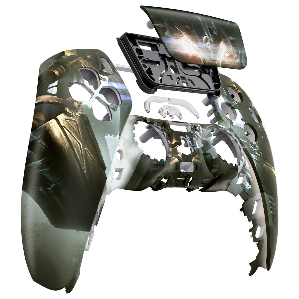 eXtremeRate Replacement Front Housing Shell with Touchpad Compatible with PS5 Controller BDM-010/020/030/040/050 - Armored Mercenary eXtremeRate
