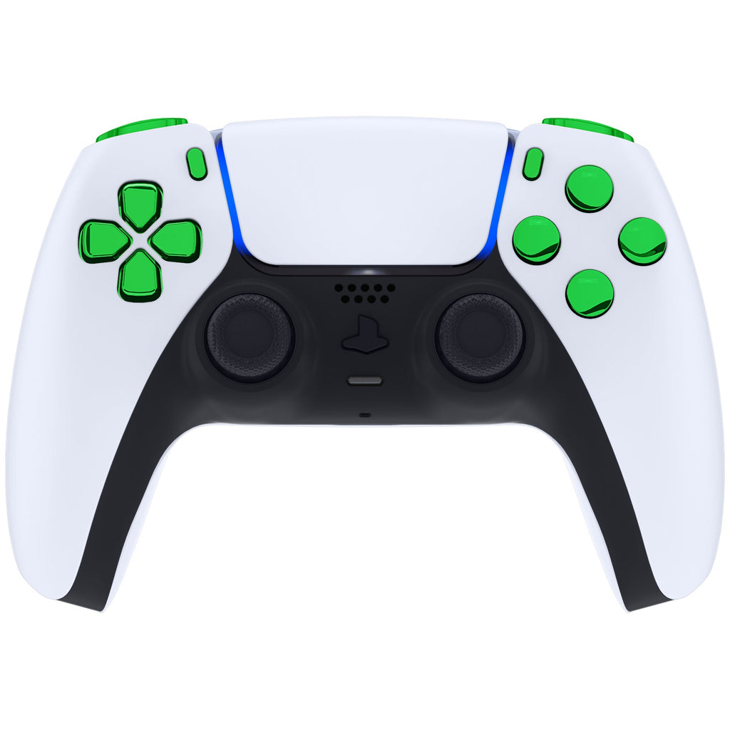 eXtremeRate Replacement Full Set Buttons Compatible with PS5 Controller BDM-030/040/050/060 - Chrome Green eXtremeRate