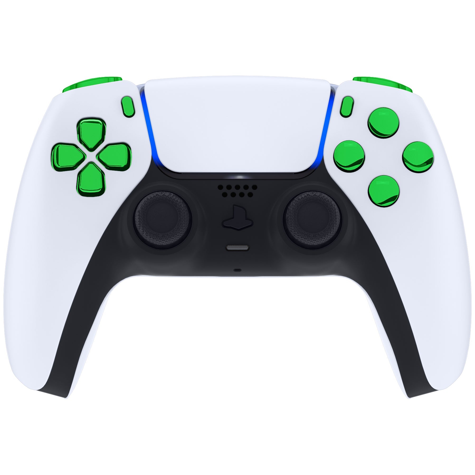 eXtremeRate Replacement Full Set Buttons Compatible with PS5 Controller BDM-030/040/050/060 - Chrome Green eXtremeRate