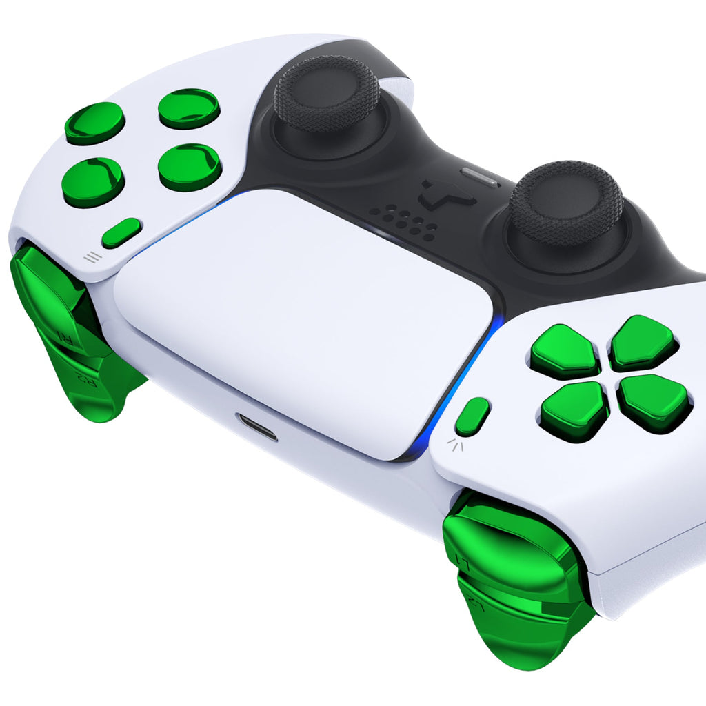 eXtremeRate Replacement Full Set Buttons Compatible with PS5 Controller BDM-030/040/050/060 - Chrome Green eXtremeRate