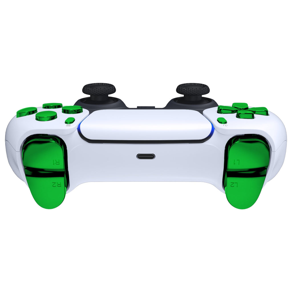 eXtremeRate Replacement Full Set Buttons Compatible with PS5 Controller BDM-030/040/050/060 - Chrome Green eXtremeRate
